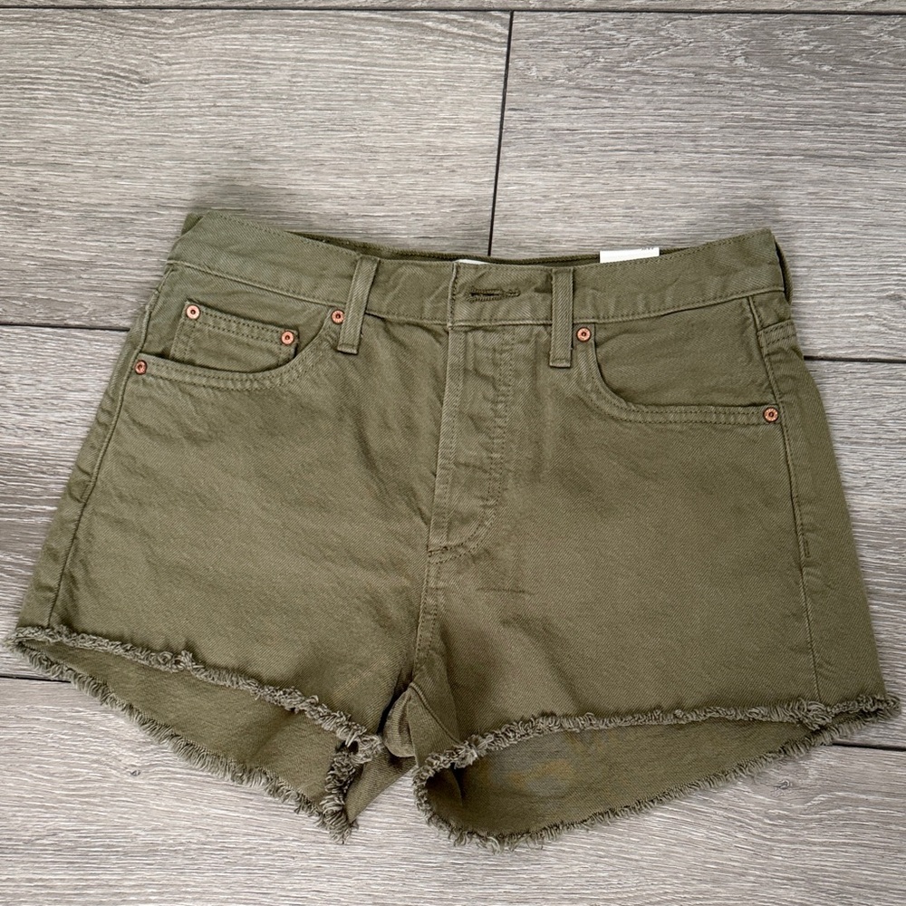 Zara Olive Green Frayed-Hem Mini Skirt